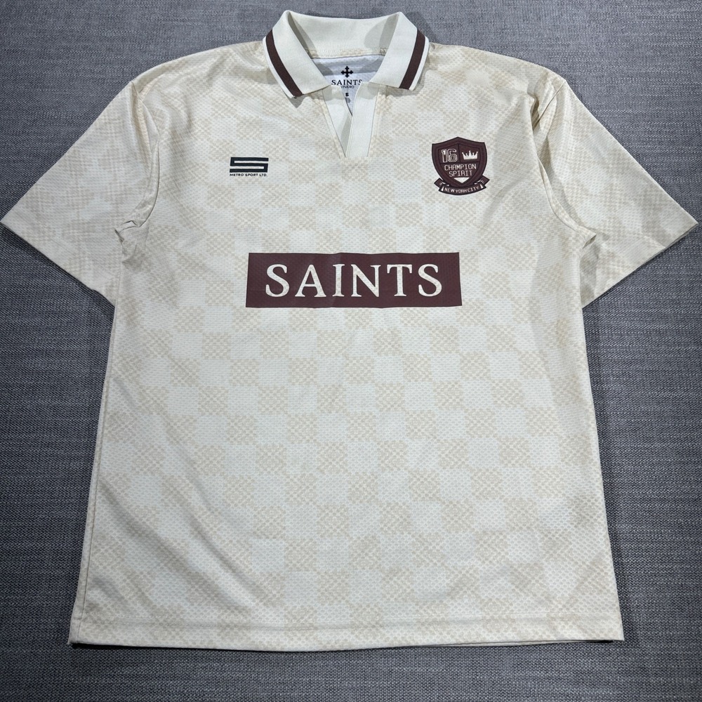 Saints Studio Soccer Jersey Mens Small Cream Burgundy Blokecore Good 16 NYC